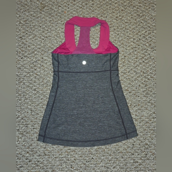Lululemon Lulu Scoop Neck Tank Top Grey Pink Women's Size 4 - Picture 2 of 5
